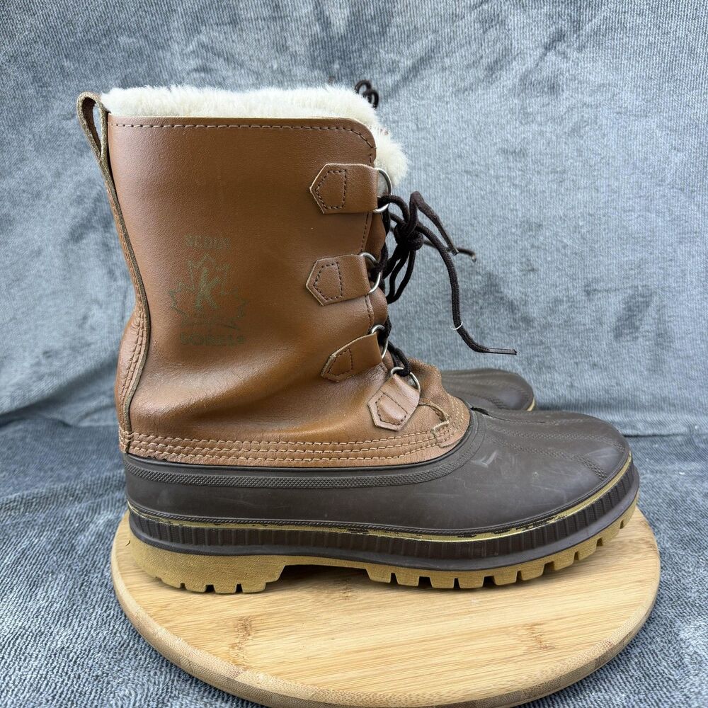 Vintage Sorel Scout Boots Mens Size 9 Brown Leather Waterproof Insulated Canada